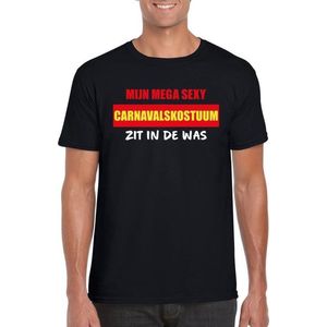 Mijn sexy carnavalskostuum zit in de was fun t-shirt heren zwart - Carnaval verkleedkleding M