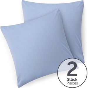 Blumtal - Set Van 2 Kussenslopen - Superzachte Premium Jersey Kussenhoes - 100% Katoen - 80 x 80 cm - Lichtblauw