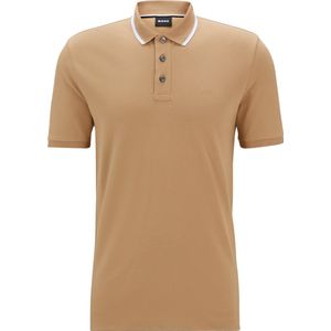 BOSS Parlay regular fit polo - pique - midden beige - Maat: 6XL