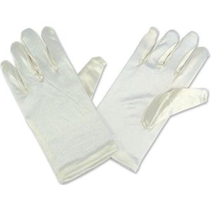Gebroken witte satijnen goochelaars handschoenen voor kinderen