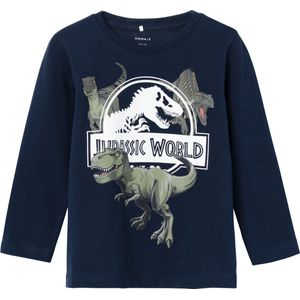 NAME IT MINI Longsleeve NMMNIJAL met Biologisch Katoen Donkerblauw/Wit/Groen