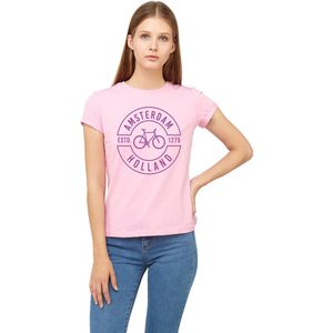 T-shirt roze Holland fiets dames