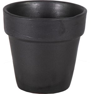 Mega Collections Plantenpot/bloempot - keramiek - mat zwart - D15 x H15 cm