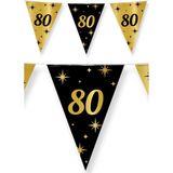 Leeftijd verjaardag feest vlaggetjes 80 jaar geworden zwart/goud 10 meter