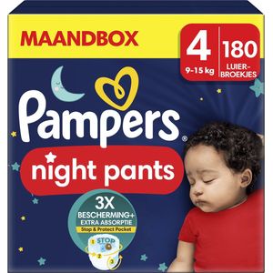 Pampers Night Pants - Maat 4 (9kg-15kg) - 180 luierbroekjes - Maandbox