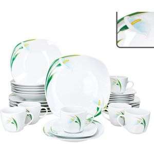 MamboCat 30-delig WIT CALLA porseleinen combinatieservies 6 personen
