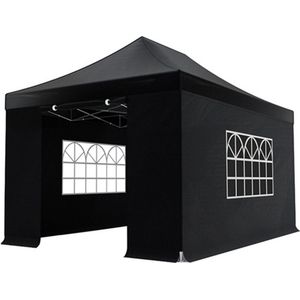 Easy up 3x4,5m zwart 30mm (aluminium buizen) semi prof partytent opvouwbaar