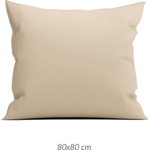 Zohome Kussensloop Satinado - Kussenhoes van 80x80 cm - Set van 2 stuks - 100% Katoen-Satijn - Beige
