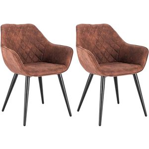 Rootz Set van 2 gestoffeerde eetkamerstoelen - Fauteuils - Stoffen stoelen - Super comfortabel - Duurzame constructie - Verstelbare poten - 84 cm x 41 cm x 45 cm