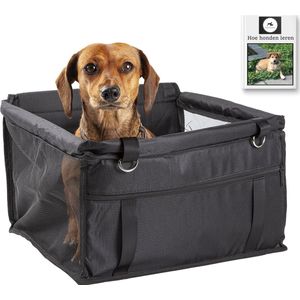 Adoras Autostoel Hond - Reisbench Opvouwbaar - Hondenmand Auto Achterbank - Waterdichte Hondenstoel – Met E-Book - Zwart