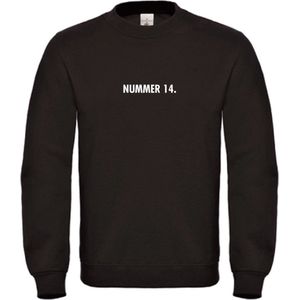 Sweater Zwart S - nummer 14 - wit - soBAD. | Sweater unisex | Sweater man | Sweater dames | Voetbalheld | Voetbal | Legende