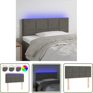 The Living Store Hoofdbord LED 90x5x78/88 cm fluweel donkergrijs - Hoofd Bord Led - Hoofdbord Met Led - Hoofdbord Grijs - Velvet Hoofdbord - Leeshoek Verhogen