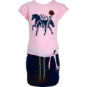 S&C Setje Horsegirl roze Kids & Kind Meisjes Blauw/Roze - Maat: 98/104