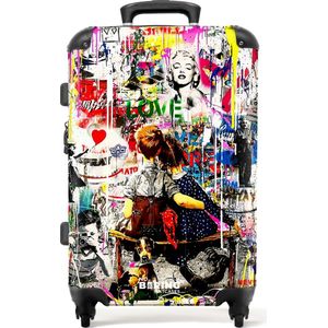 NoBoringSuitcases.com® - Koffer groot - Rolkoffer lichtgewicht - Bekende kunstwerken als kleurrijke graffiti art - Reiskoffer met 4 wielen - Grote trolley XL - 20 kg bagage