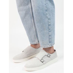 Sacha - Heren - Lichtgrijze suède monk sneakers - Maat 43