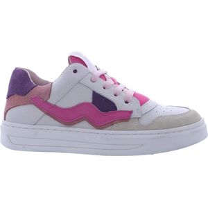 Lef - Rainbow - Lage sneakers - Off-White Pink Purple Fuchsia - Leer Suede - Wijdtemaat - Standaard - Schoenmaat - 40