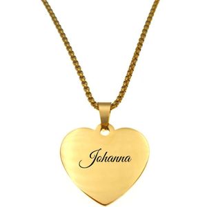 Ketting - Hart - Met Naam - Johanna - Goud