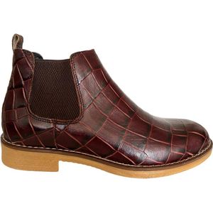 Heren Laarzen- Chelsea boots- Heren schoenen- Exclusief Stoere Mannen laarzen- Enkellaarsje 505- Leather- Bordeaux- Maat 44