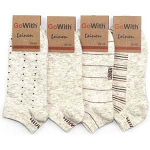 GoWith - katoen sokken - bier sokken - 4 paar - enkelsokken - sneakersokken dames - linnen sokken - maat 39-42