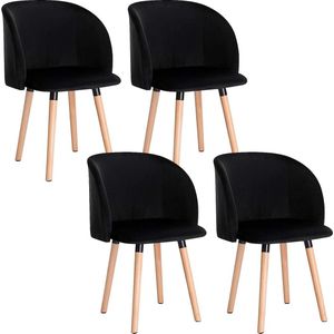 Rootz set van 4 eetkamerstoelen - fluwelen stoelen - comfortabele zitting - ergonomisch ontwerp, duurzame constructie, veelzijdige stijl - 45 cm x 46 cm x 84 cm