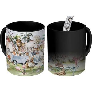 Magische Mok - Foto op Warmte Mokken - Koffiemok - Jungle - Bus - Dieren - Kinderen - Planten - Magic Mok - Beker - 350 ML - Theemok