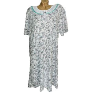 Dames nachthemd korte mouw met bloemenprint 6530 L groen