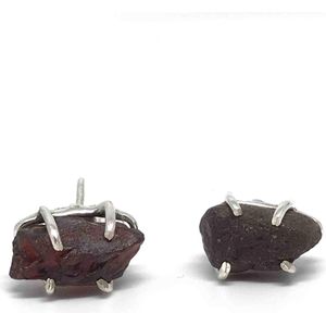Natuursieraad -  925 sterling zilver rood granaat oorknoppen - Oorbellen Set - 1 Set (2 stuks) - luxe edelsteen sieraad - handgemaakt