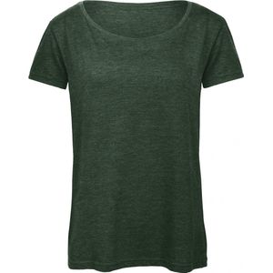 T-shirt Dames L B&C Ronde hals Korte mouw Heather Forest 50% Polyester, 25% Katoen, 25% Viscose
