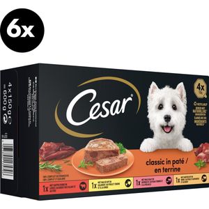 Cesar Classic honden natvoer mix multipack (6 stuks x 4 potjes x 150g) - 3600 gram