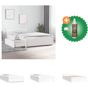 vidaXL Bedframe met lades wit 90x200 cm - Bed - Inclusief Houtreiniger en verfrisser