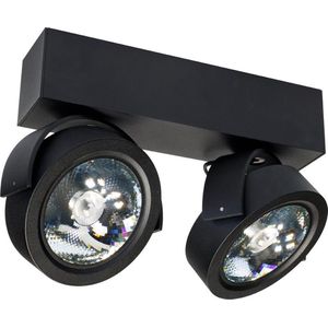 Berla Modern opbouwarmatuur Zwart - 2x 10W LED 2700K 1400LM RA90 12gr & 38gr incl. plafondplaat