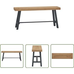 vidaXL Bankje 110 cm - Massief Teakhout, Bruin/Zwart Vintage Bank - Teak Bank - Houten Bank - Retro Meubels - Salontafel