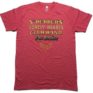 The Beatles - Sgt Pepper Stacked Heren T-shirt - M - Rood