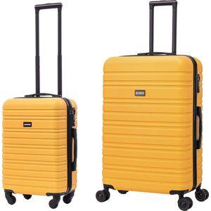 BlockTravel kofferset 2 delig ABS ruimbagage en handbagage 39 en 95 liter - inbouw TSA slot - geel