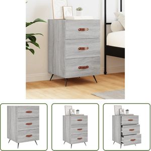 The Living Store Nachtkastje - moderne charme - Grijs Sonoma eiken - 40x40x66 cm - Met lades