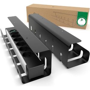 Kabelgoot Voor Bureau – DEKRA Gecertificeerd – Set Van 2 Kabelmanagement – 2 X 40 Cm Kabelhouder – Kabelgeleiding & Kabelbeheer Onder Bureau – Zwart