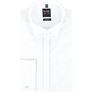 OLYMP Level 5 body fit overhemd - smoking overhemd - wit - gladde stof met wing kraag - Strijkvriendelijk - Boordmaat: 37