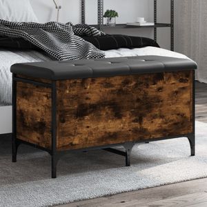 vidaXL Opbergbank Gerookt Eiken 82x42x45 cm Opbergbankje - Opbergbankjes - Schoenenbankje - Halbankje