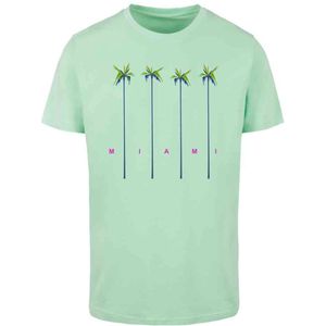 Mister Tee - Miami Palms Heren T-shirt - S - Mintgroen