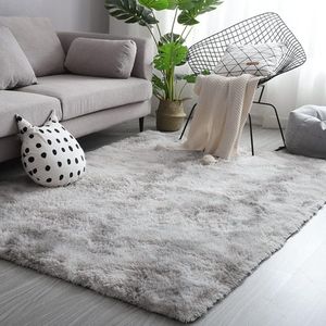 Hoogpolig tapijt 160 x 230 cm grijs wit modern pluizig zacht tapijt groot voor woonkamerdecoratie slaapkamer hal loper buitentapijt hoogpolig bonttapijt imitatiebont shaggy effen bedtapijt