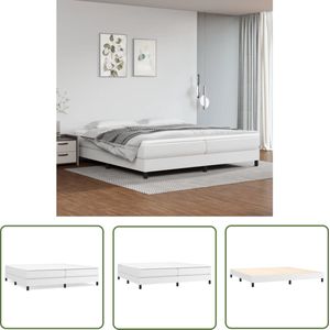 The Living Store Bedframe kunstleer wit 200x200 cm - Boxspring Frame - Kunstleder Bed - Wit Bed - Tweepersoons Bed - Bed Frame