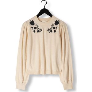Object Objthess L/s Knit Embroidery Pullover E Truien & vesten Dames - Sweater - Hoodie - Vest- Gebroken wit - Maat XS