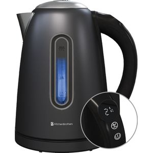 KitchenBrothers Waterkoker - Met Temperatuurregeling - Elektrisch - Met Kalkfilter - 1,7L - Zwart/RVS