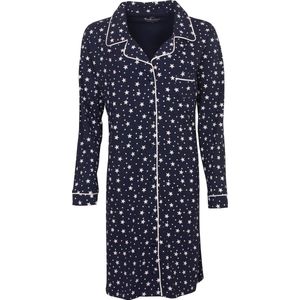 Tenderness Dames Nachthemd - Doorknoop - 100% Katoen - Donker Blauw - Maat XL