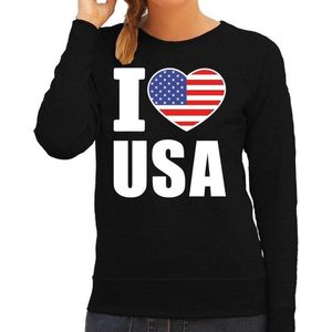 I love USA supporter sweater / trui voor dames - zwart - Amerika / VS landen truien - Amerikaanse fan kleding dames M