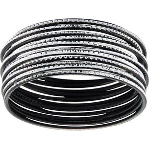 Behave Set bangle armbanden zwart en zilver kleur 20 cm