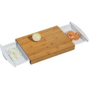2-1 FSC® Bamboe Snijplank met 2 uitschuifbare opvang bakken | 2 Opvangbakken voor Groente of fruit | Keuken snijplank Rechthoekig | Snij Plank met opvangbak |  Afm. 41 x 25 x 4 cm