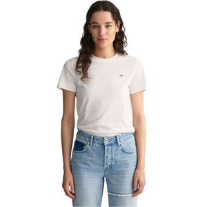 Gant Shield Regular Fit T-shirt Met Korte Mouwen Wit XL Vrouw