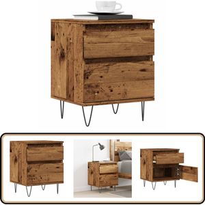 vidaXL Nachtkastje - 40x35x50 cm - Oud Houtkleur Nachtkastje - Nachtkastjes - Bijzettafel - Wandkastje