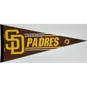 USArticlesEU - San Diego Padres - SD - Californie - Cali - MLB - Vintage - 90s - Vaantje - Baseball - Honkbal - Sportvaantje - Pennant - Wimpel - Vlag - Rood/Wit/Blauw - 31 x 72 cm